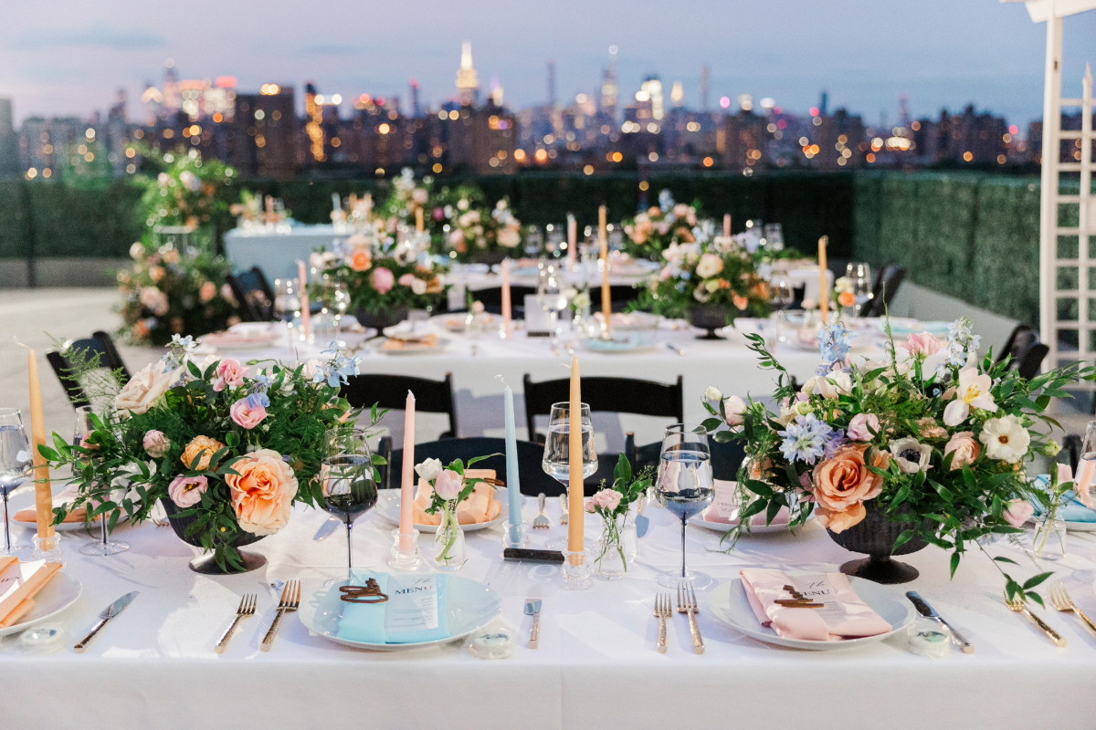 table with candles overlooking scenic view